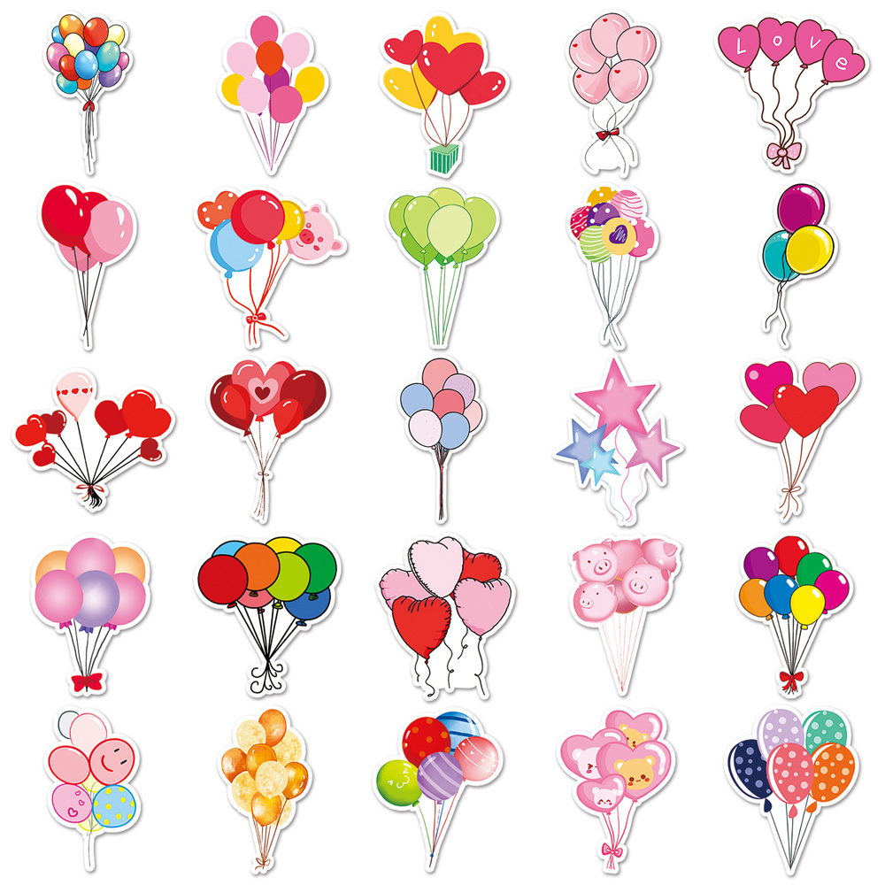 Factory Custom Romance Balloon Bouquet INS Sticker Waterproof Printing PVC Cartoon Sticker