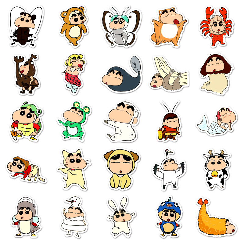 100pcs Factory Hot Sale Cartoon Decorative Anime Sticker Crayon Shin-Chan Custom Sticker