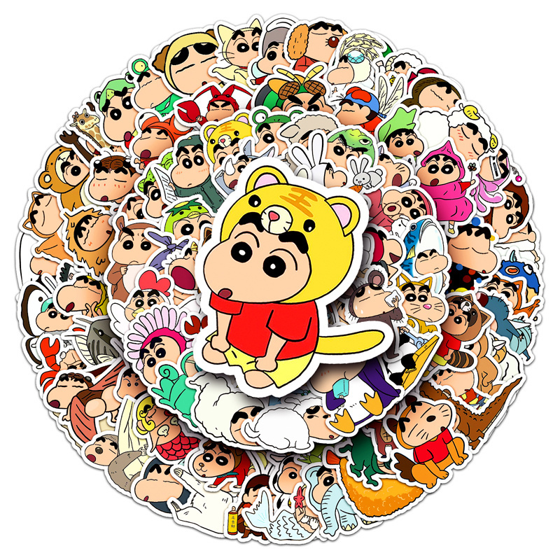 100pcs Factory Hot Sale Cartoon Decorative Anime Sticker Crayon Shin-Chan Custom Sticker