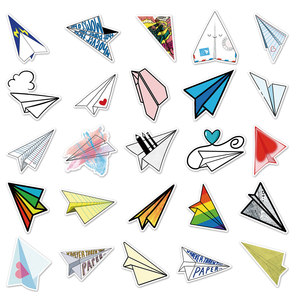 50Pcs Factory Custom INS 4-8 Print Custom Stickers Cartoon Paper Airplane Wall Stickers