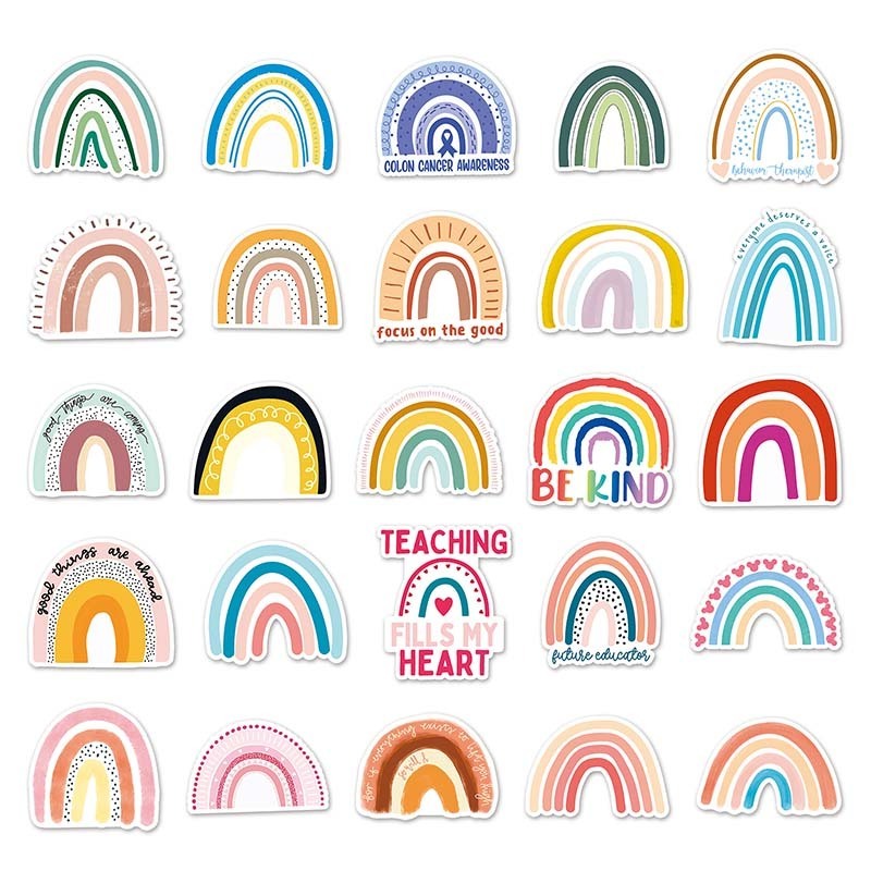 100 PCS Factory Hot Sale Car Decals INS Waterproof Sticker PVC Cartoon Rainbow Bridge Custom  Stickers