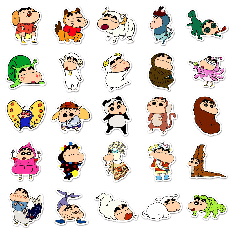 100pcs Factory Hot Sale Cartoon Decorative Anime Sticker Crayon Shin-Chan Custom Sticker