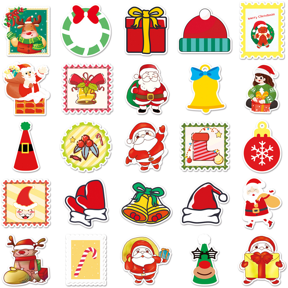 2023 New Happy Christmas Day Cartoon Festival Sticker Waterproof PVC Vinyl Cute Wall Sticker