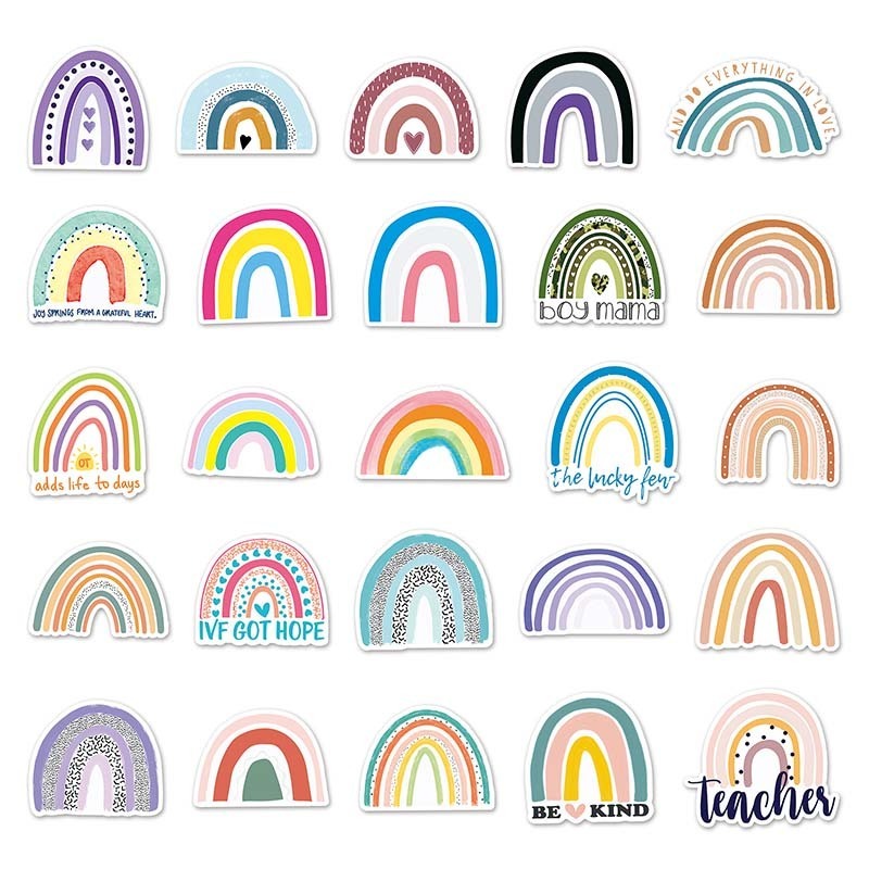 100 PCS Factory Hot Sale Car Decals INS Waterproof Sticker PVC Cartoon Rainbow Bridge Custom  Stickers