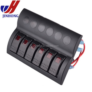 6 Gang Circuit Breakers Truck 12V Boat Racing Car Rocker Switch Panel