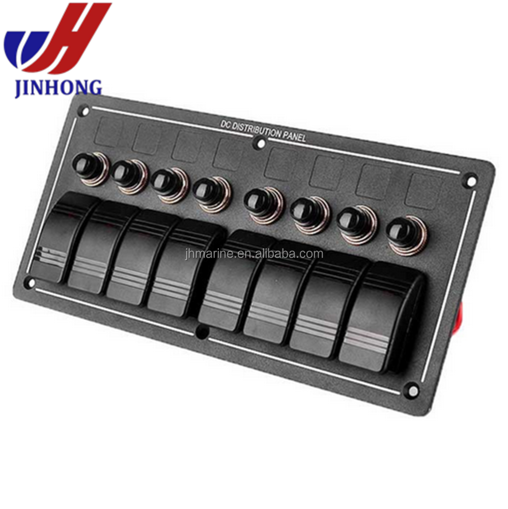 Aluminum Waterproof 8 Gang 12V Rocker Switch Panel for Marine Boat