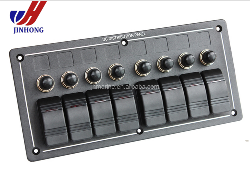 Aluminum Waterproof 8 Gang 12V Rocker Switch Panel for Marine Boat