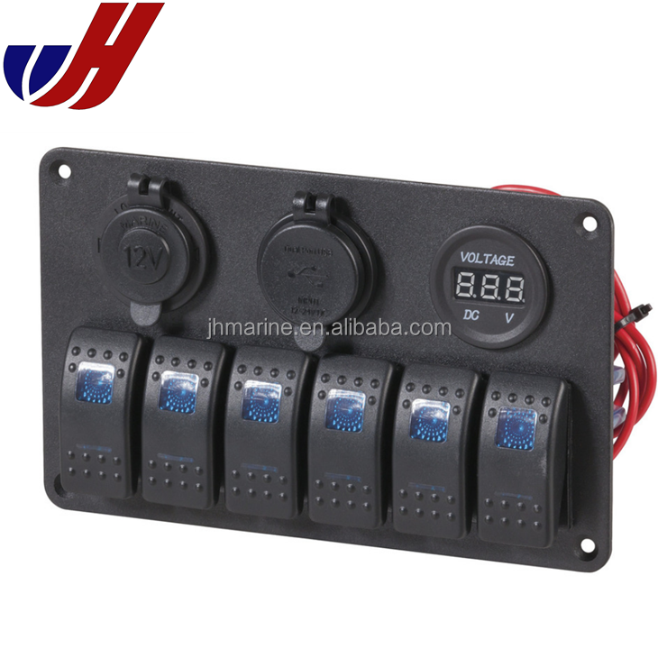 12V automotive car marine Switches 3 gang rocker switch panel with usb socket