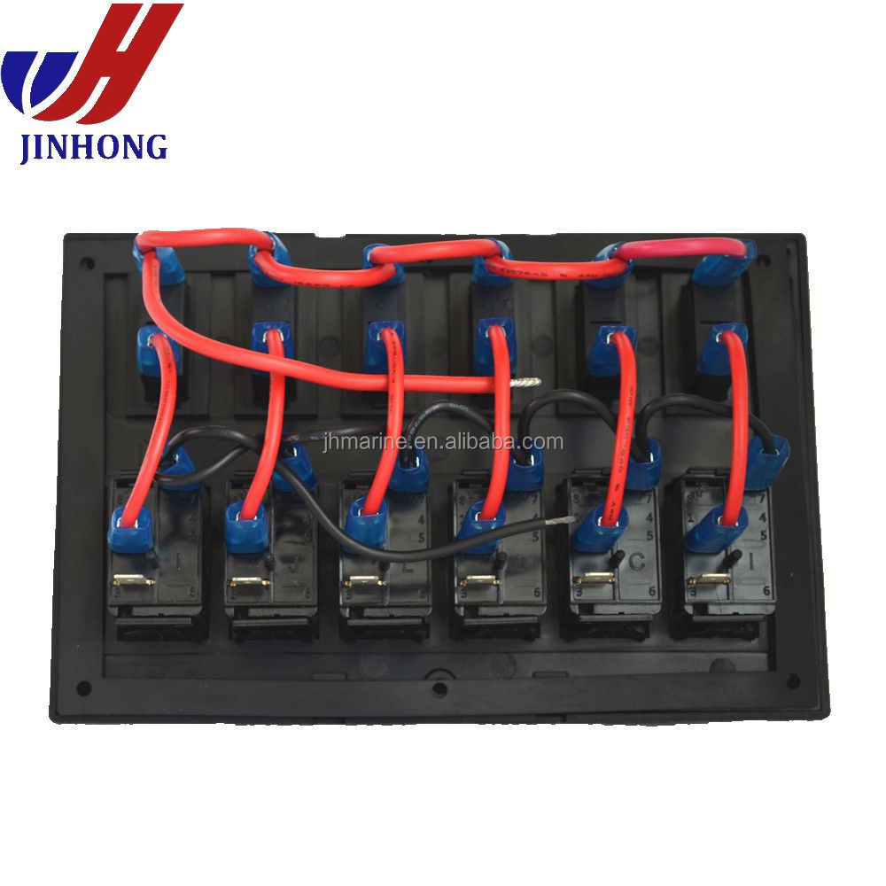 6 Gang Circuit Breakers Truck 12V Boat Racing Car Rocker Switch Panel