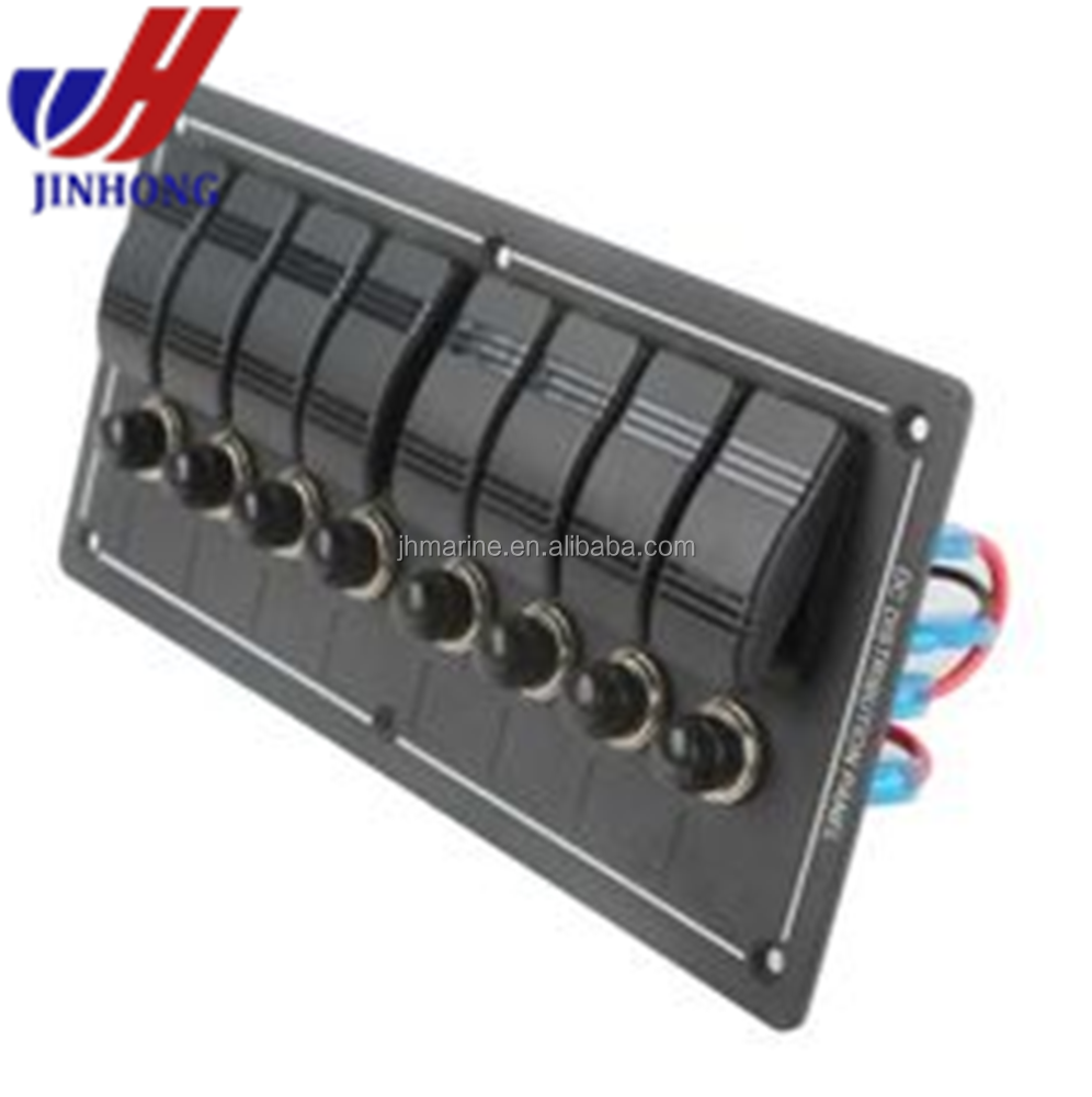 Aluminum Waterproof 8 Gang 12V Rocker Switch Panel for Marine Boat