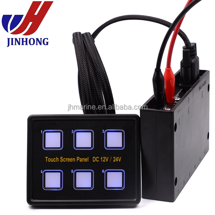 12V 6 GANG LED BACK LIT MEMBRANE TOUCH BOAT/CARAVAN DASHBOARD NIGHT SWITCH PANEL