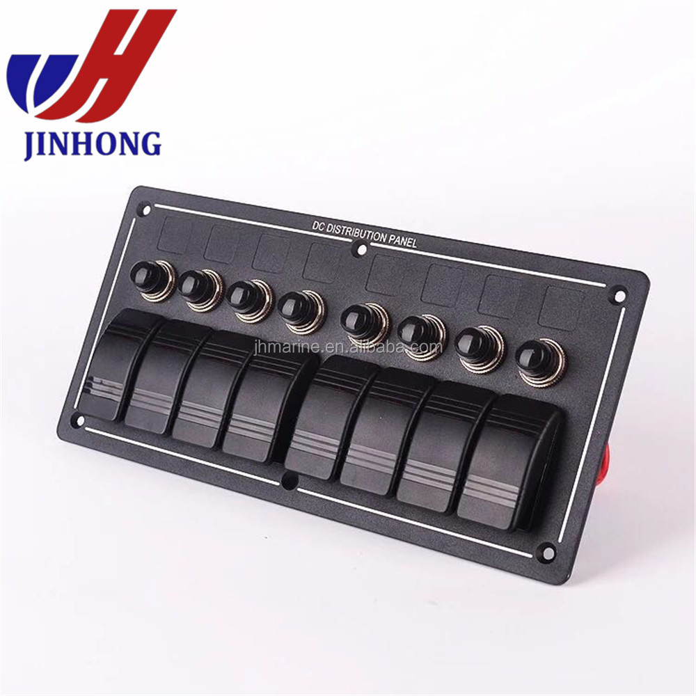 Aluminum Waterproof 8 Gang 12V Rocker Switch Panel for Marine Boat