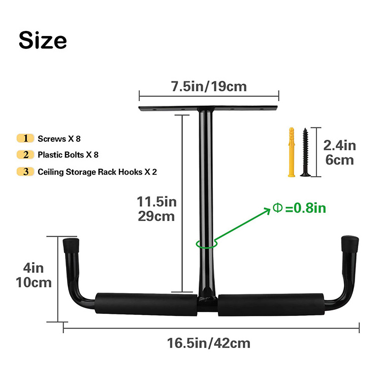 JH-Mech 2 Set Heavy Duty Ceiling Hanger Safe Racks Overhead Garage Storage Rack for Lumber Ladder Storage and Other Bulky Items