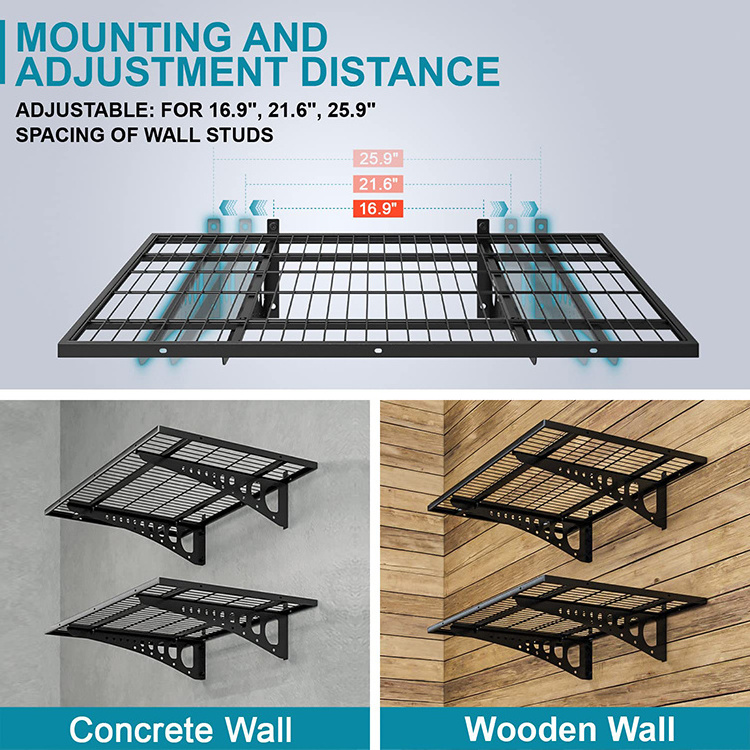 JH-Mech Garage Storage Shelving Wall Mounted 2 Pack 2x3ft, Loads 500 lbs Heavy Duty Sturdy Wall Shelf Garage Storage Rack