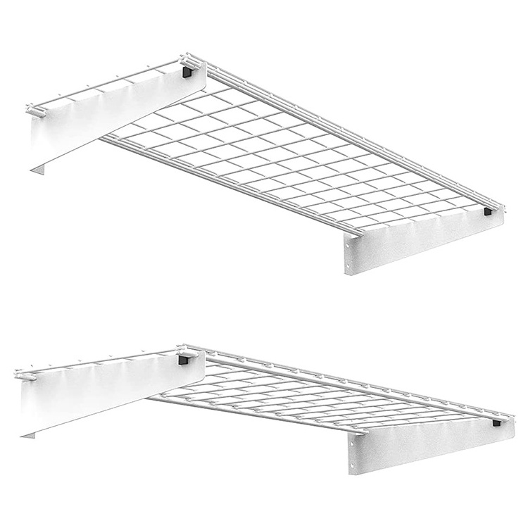 JH-Mech Two Packs Max Load 400lb Heavy Duty Wall Shelf 2x4ft Garage Storage Rack White Floating Shelves