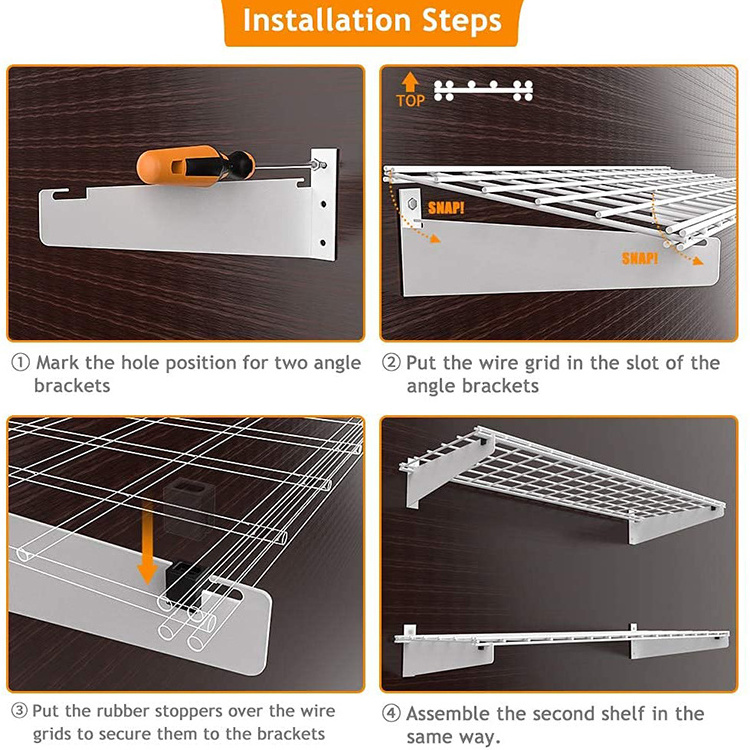 JH-Mech Two Packs Max Load 400lb Heavy Duty Wall Shelf 2x4ft Garage Storage Rack White Floating Shelves