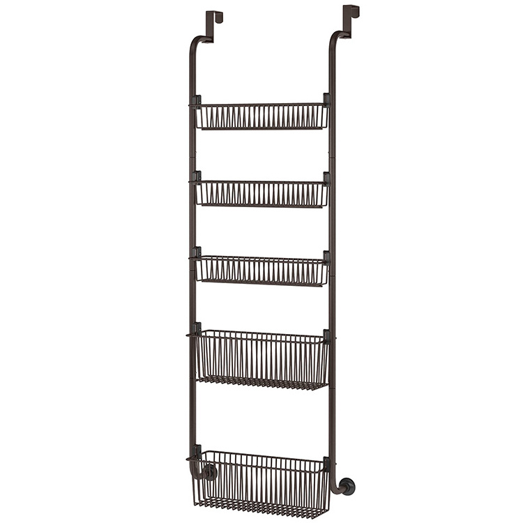 JH-Mech Hanging Storage Door Organization Kitchen Spice Rack Heavy Duty Metal Over The Door Pantry Organizer Rack