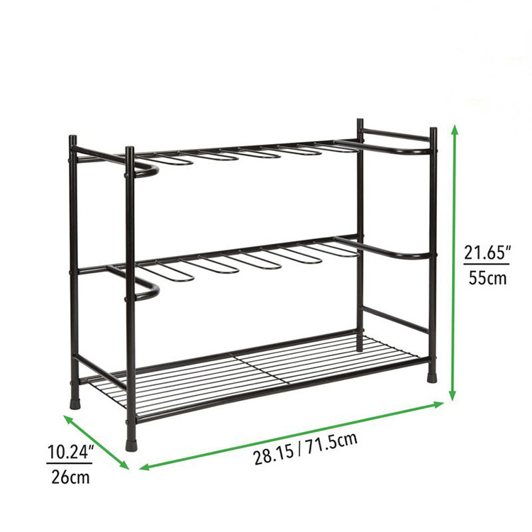 JH-Mech Boot Storage and Organizer Rack Quick Assembly Holds 6 Pairs Free Standing Metal Shoes Stand