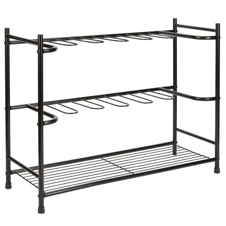 JH-Mech Boot Storage and Organizer Rack Quick Assembly Holds 6 Pairs Free Standing Metal Shoes Stand