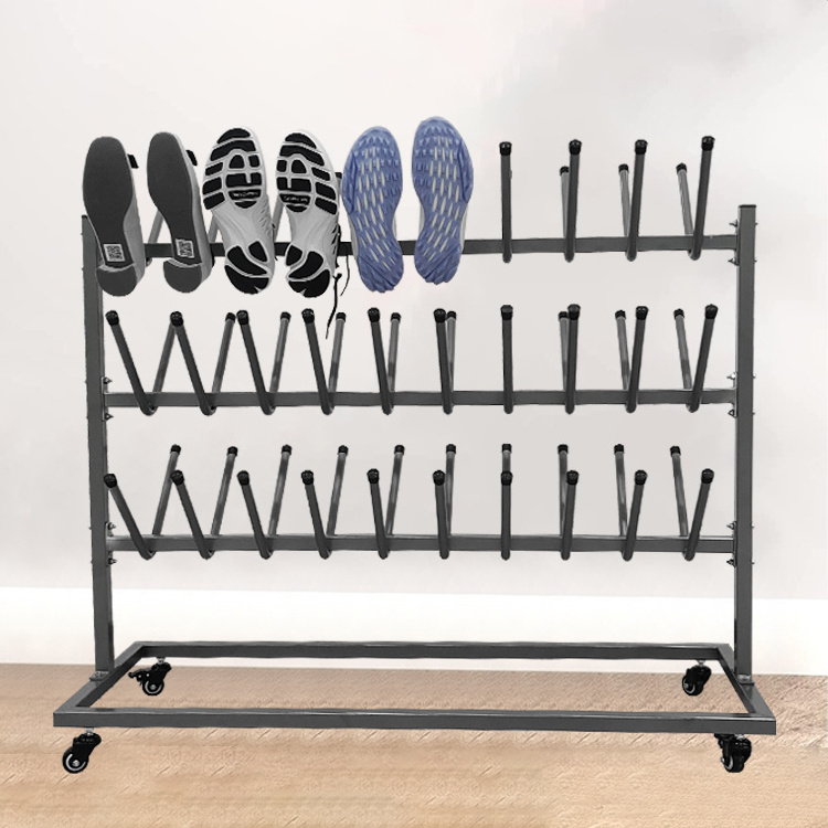 JH-Mech Shoe Rack Uggraded Versatile Sturdy Durable Large Capacity Three Tiers Stainless Steel Mobile Clothes Stands & Shoe Rack