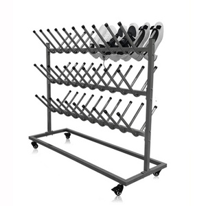 JH-Mech Metal Shoe Display Rack with Four 360 Degrees Caster Wheels Flexible Mobility 30 Pairs Stainless Steel Mobile Boot Rack