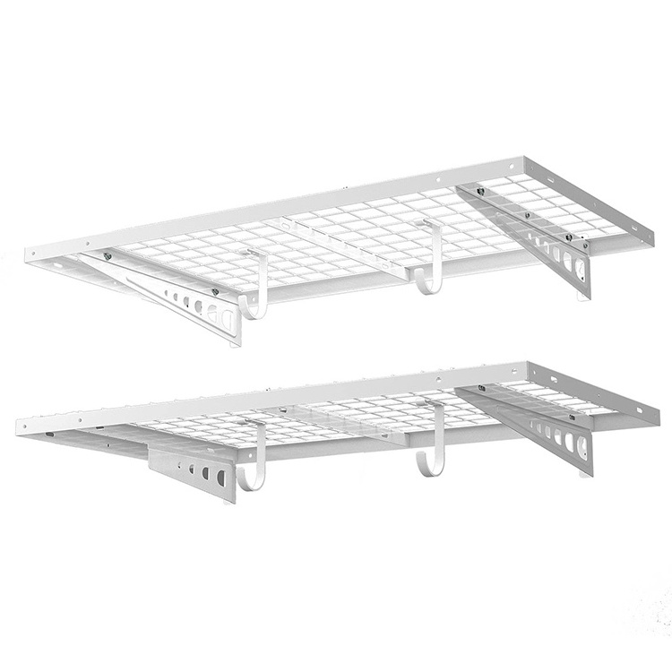 JH-Mech 2 Pack Garage Metal Shelving 4ft 48inch Heavy Duty Wall Mounted Shelf Garage Ceiling Storage Racks