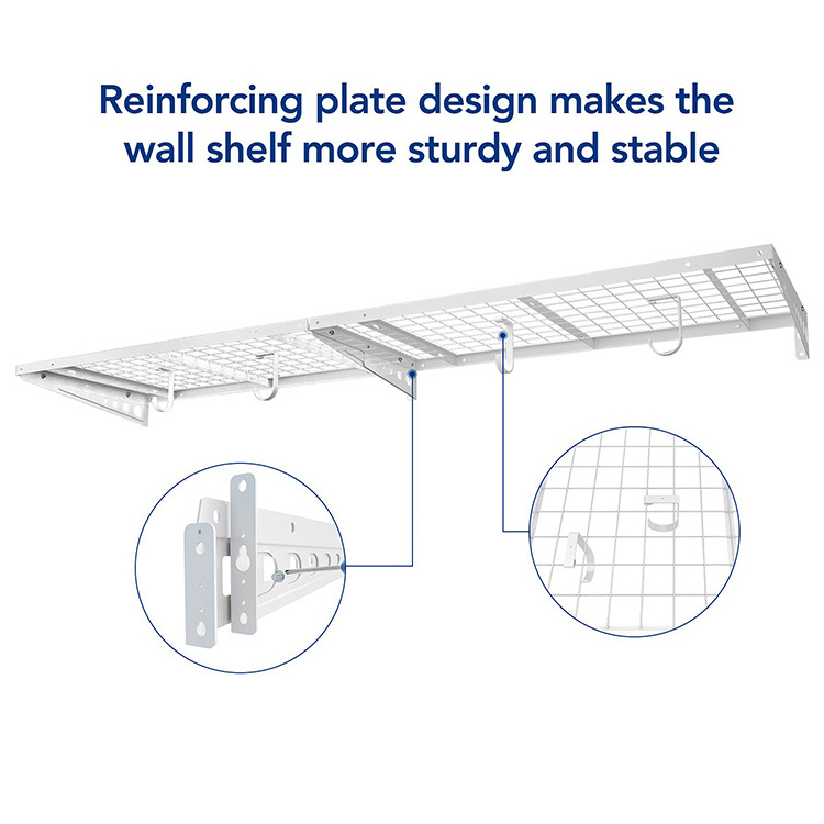 JH-Mech 2 Pack Garage Metal Shelving 4ft 48inch Heavy Duty Wall Mounted Shelf Garage Ceiling Storage Racks