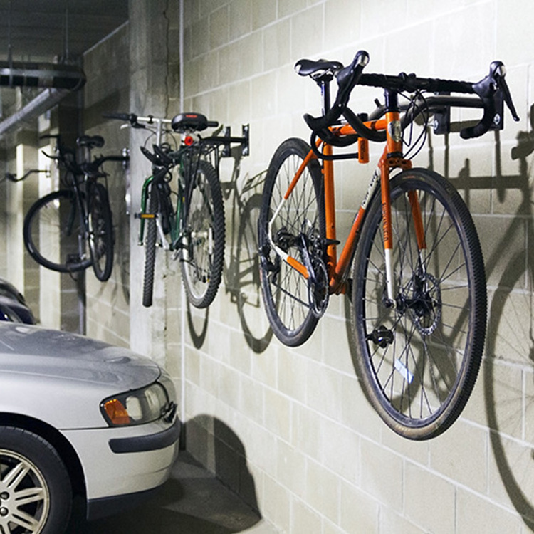 JH-Mech U-Lock Compatible Loop Wall Rack Bicycle Parking Carbon Steel Wall Mounted Bike Rack Storage