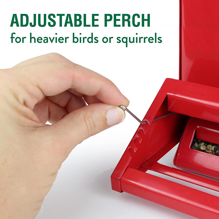 JH-Mech Steel Bird Suet Feeder with Weathervane ODM Backyard Durable Red Powder Coated Metal Suet Bird Feeder