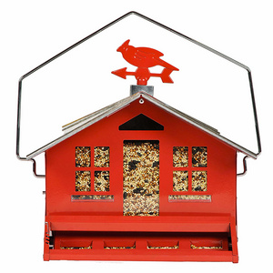 JH-Mech Steel Bird Suet Feeder with Weathervane ODM Backyard Durable Red Powder Coated Metal Suet Bird Feeder