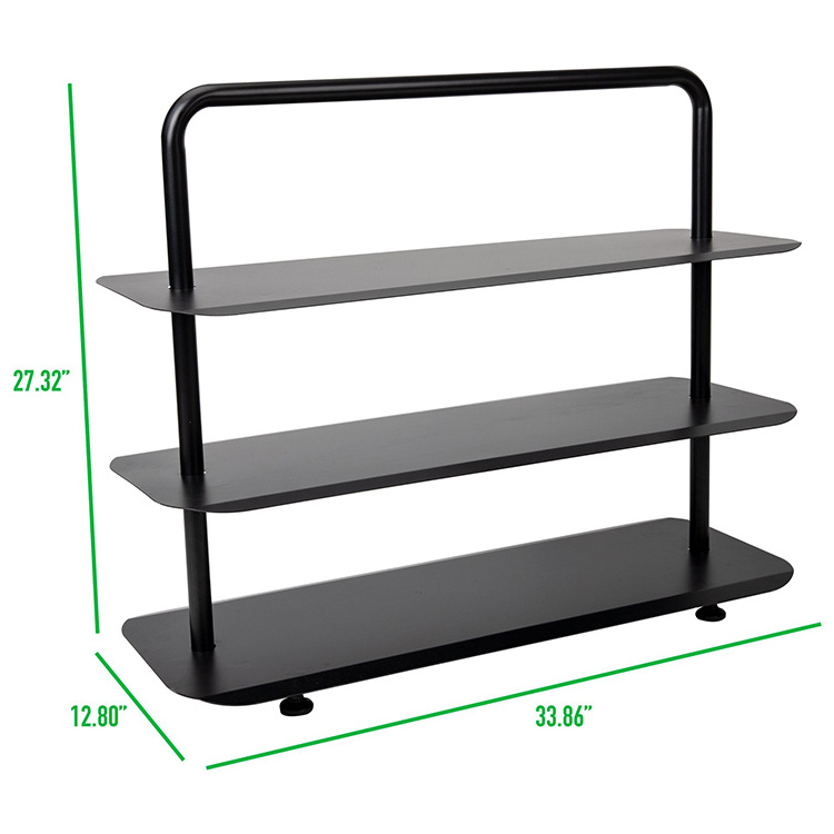 JH-Mech Shoe Storage Stackable Sturdy Metal Standing Vertical Shelf Organizer 9 Pairs Of Shoes Black 3 Tier Metal Shoe Rack