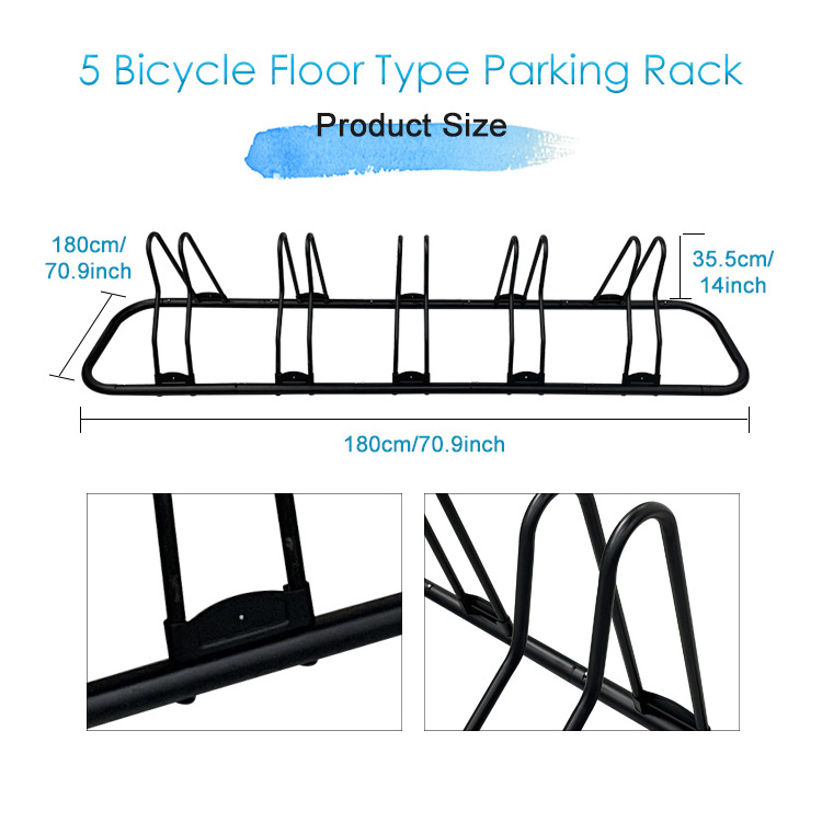 JH-Mech Custom Indoor Weather Resistant 2 4 5 Bicycle Easy Set Up Double Plates Tire Wave Design Strong Steel Floor Bike Rack