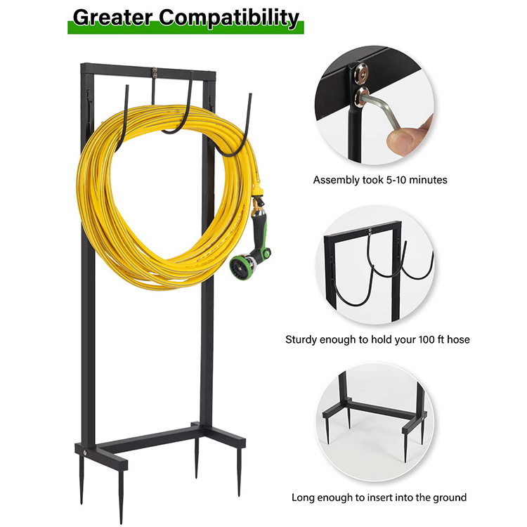 JH-Mech Upgrade Durable Base Hose Storage Hose Stand For Garden Outside Yard Storage Free Standing Coiled Garden Hose Holder