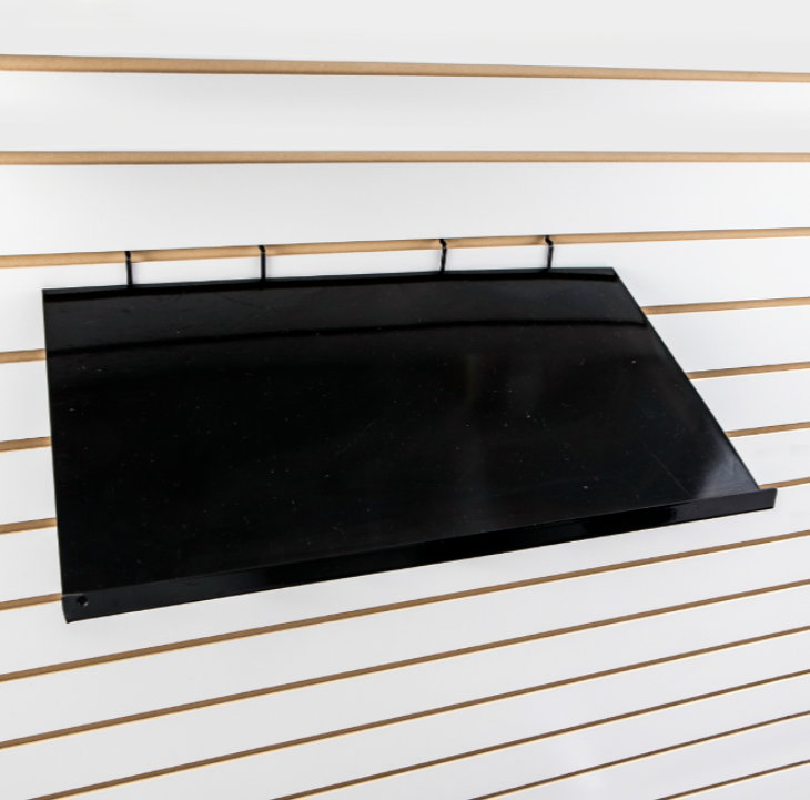 JH-Mech OEM New Multi-Purpose Tidy Storage Straight And Slant Solid Black Coating Stainless Steel Slatwall Shelf