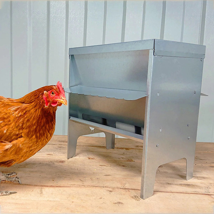 JH-Mech Feeders for Chickens With Roof Protect Your Feed Built to Last Medium Aluminum Poultry Feeders