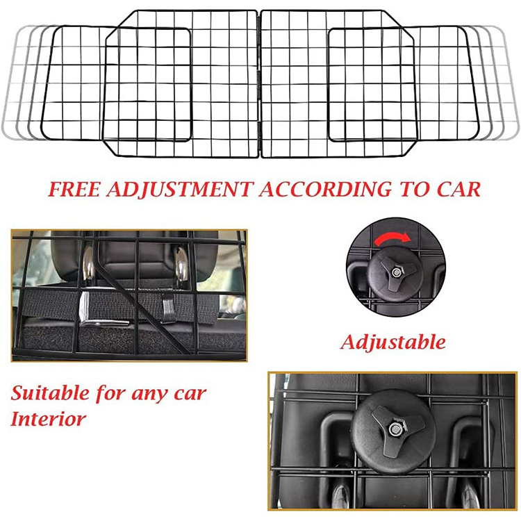 JH-Mech ODM Dog Car Barriers Universal Use Free Adjustment Mesh Wire Metal Dog Car Net Barrier Pet Barrier