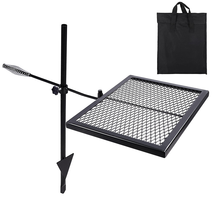 JH-Mech Adjustable Swivel Grill Grate With 40 Fire Pit Ring Steel Barbecue Bbq Grill Grates Wire Mesh