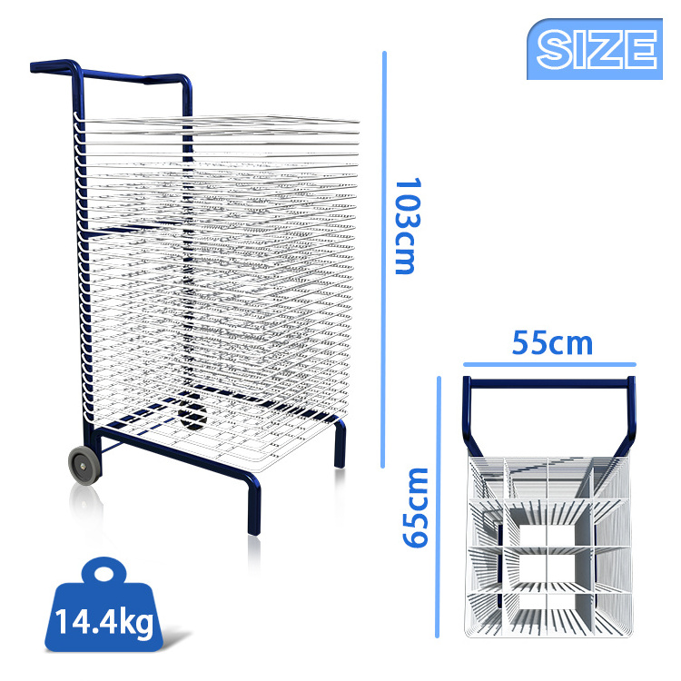 JH-Mech Strong Construction Art Easel Drying Rack 26 Tiers Space-Saving Mobile Art Storage Rack With Wheels