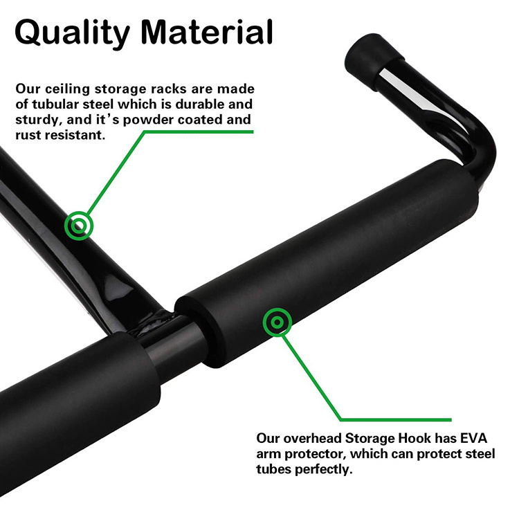 JH-Mech 2 Set Heavy Duty Ceiling Hanger Safe Racks Overhead Garage Storage Rack for Lumber Ladder Storage and Other Bulky Items