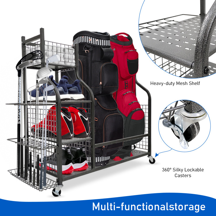 JH-Mech Durable Construction Garage Ball Storage Stand 4-Layer Rack Rolling Balls Organizer Golf Storage Rack