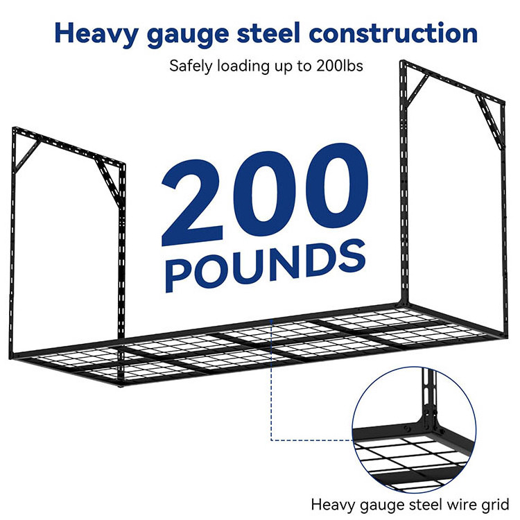 JH-Mech 200 Lbs Load Floating Shelves Suitable for Shop Shed Garage Storage Adjustable Ceiling Garage Overhead Storage Rack