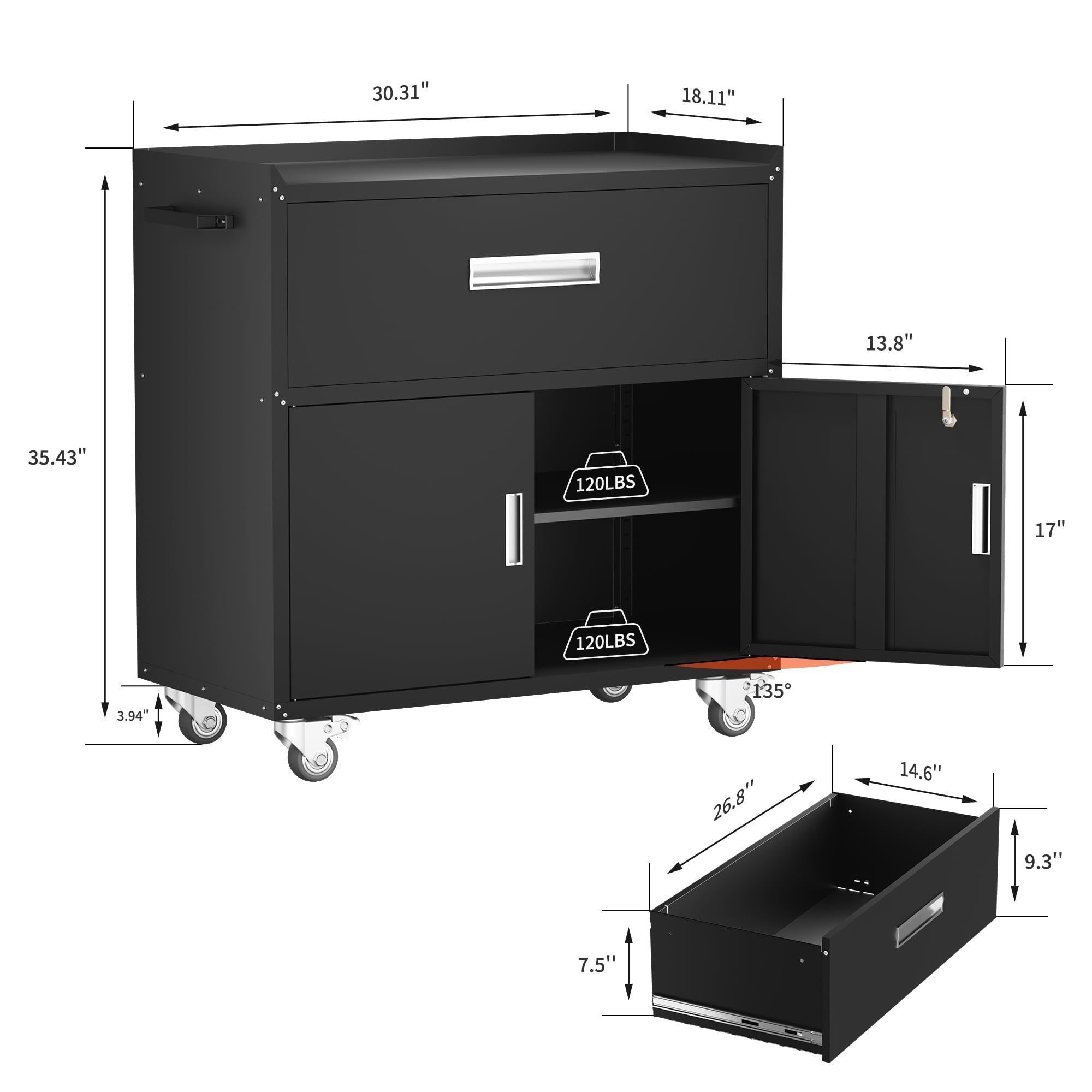 JH-Mech Adjustable Shelve Locking Versatile Functionality Easy Assembly Metal Office Storage Cabinet File For Document