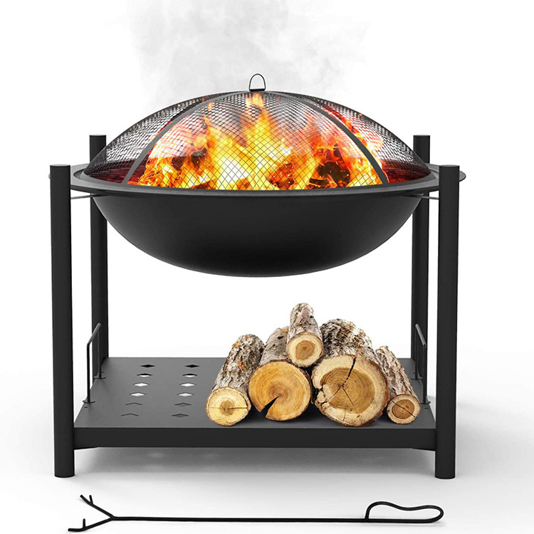 JH-Mech Multifunctional Wood Burning Fire Pit With Flame-Retardant Lid Steel Modern Metal Fire Bowl Firepit