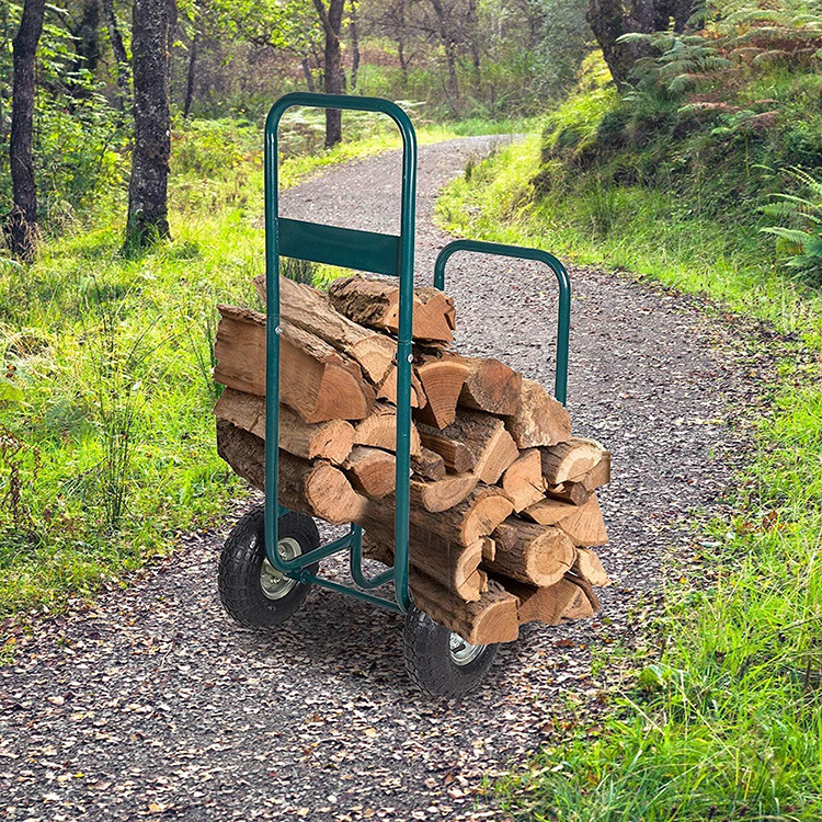 JH-Mech Large Capacity Firewood Log Holder Cart For Transport And Storage Portable Durable Heavy Duty Log Cart With Wheels