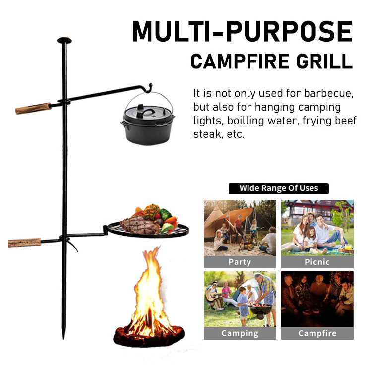 JH-Mech Mass Order Outdoor Camping Portable Rotatary Swivel Campfire Grill