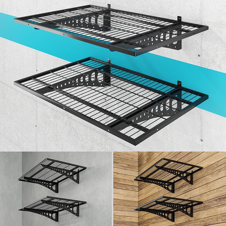 JH-Mech Garage Storage Shelving Wall Mounted 2 Pack 2x3ft, Loads 500 lbs Heavy Duty Sturdy Wall Shelf Garage Storage Rack