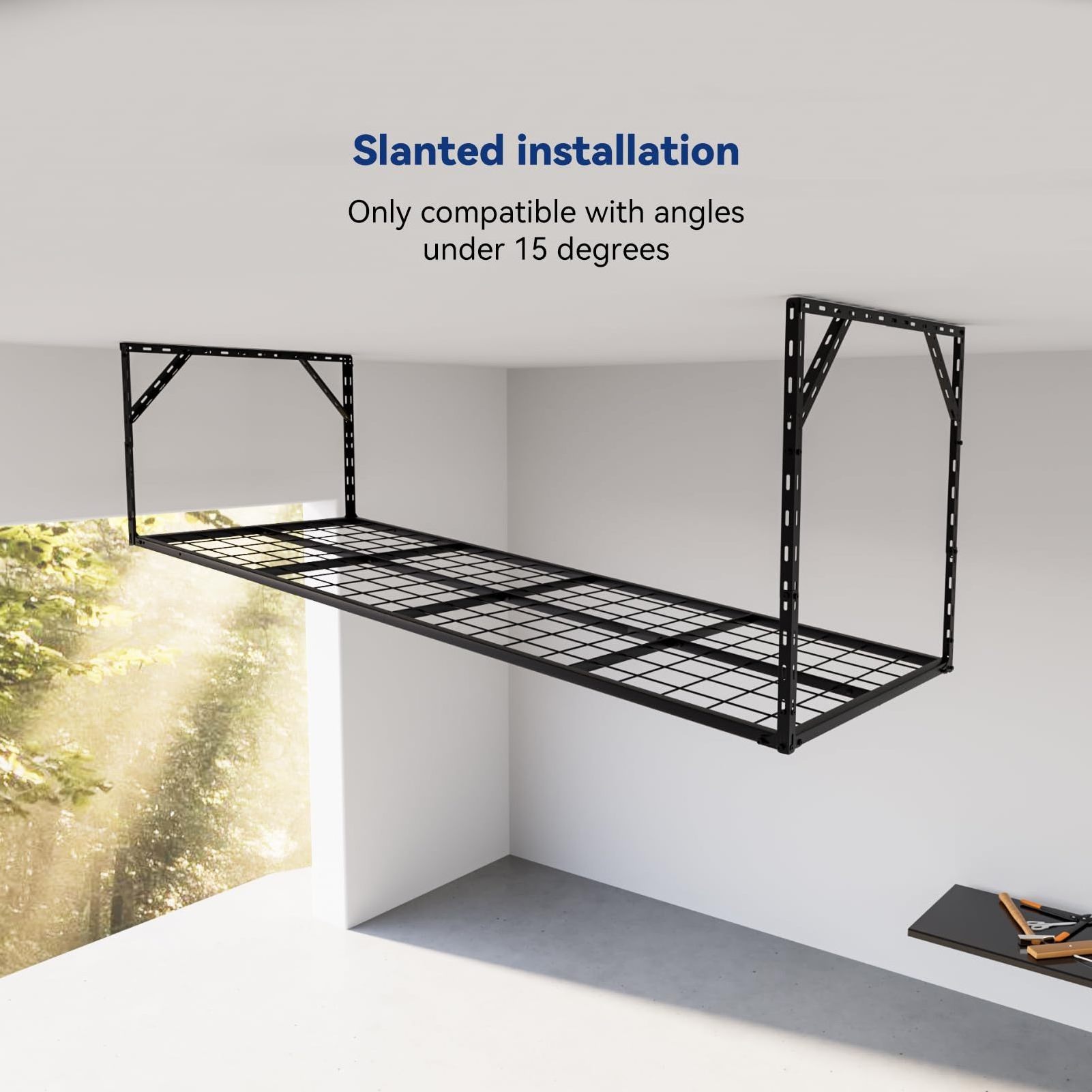 JH-Mech Heavy Duty Mounted Outdoor Storage Shed Loft Shelf Sheds Overhead Garage Storage Rack