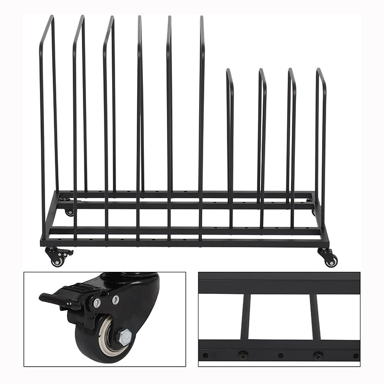 JH-Mech Art Canvas Storage Rack with Wheels Adjustable Large Size Capacity Black Powder Coating Metal Painting Drying Racks