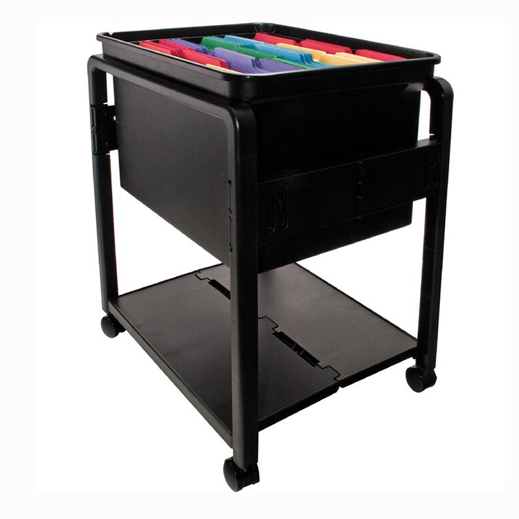 JH-Mech Folding Mobile File Cart with Lock and Wheels Hanging Files Folding Metal File Storage Cabinet