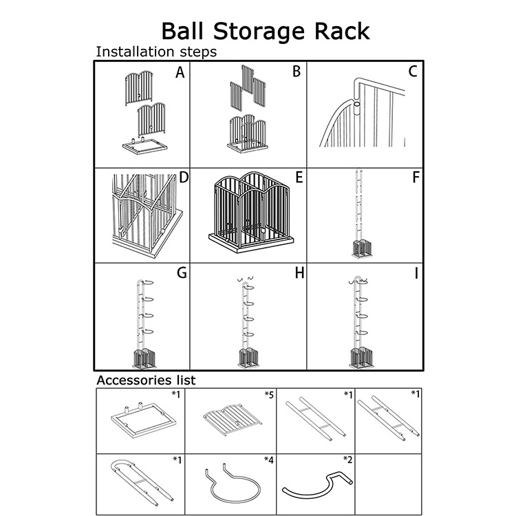 JH-Mech Indoor Removable Vertical Display Stand for Volleyball Football Basketball 4-Tier Garage Sports Ball Organizer